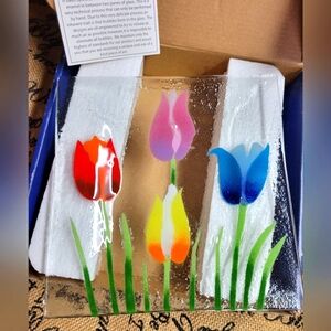 Fusions glass tulip plate handcrafted fusions art glass
